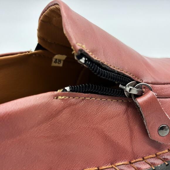 Fashion shoes Mens EUR 48 US 15 Caoutchouc Soles Hand Stiched Brown Leather Zip - Picture 7 of 10